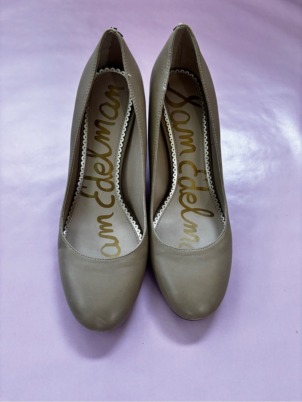 Sam Edelman Neutral Taupe Round-Toe Pumps